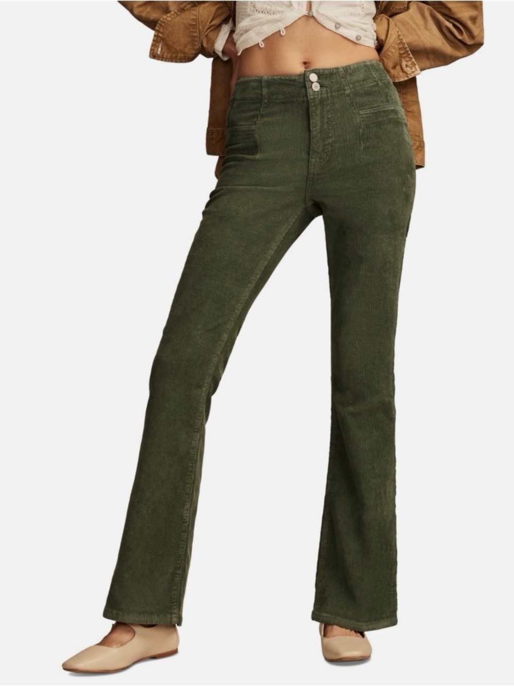 Lucky Brand Womens Flare Corduroy Pants 2 / 26 High-Rise Boho Retro Y2K 70s